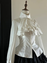 White Jabot Collar Gothic Lolita Long-Sleeve Blouse