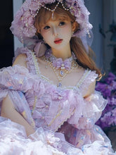 Purple Bow Decorated Bead Chain Details Necklace