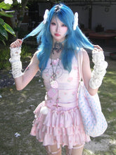 Pink Strawberry Print Cami Top with Rhinestone Details