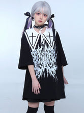 White Jirai Kei Cross Print Detachable Collar