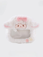 White Bowknot Decorated Cute Plush Lamb Crossbody Ita Bag