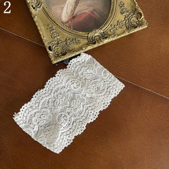 White Semi-sheer Tights/Beaded Bowknot Underknee Stockings/Floral Pattern Lace Trims Underknee Stockings/Tulle Socks/Lace Leg Loop