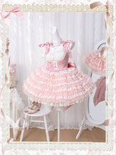 Pink Satin Boned Bodice Princess Tiered Tulle Hem Lolita Dress