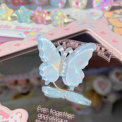 Pink/Yellow/Blue/Purple Polka-dot Pattern Butterfly Decorated Ring