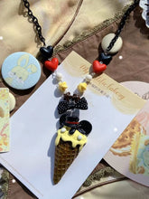 Yellow/Pink/Dark Pink/White Ice Cream Pendant Bowknot Decorated Beaded Necklace