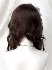 Light Brown 60CM Hime Cut Curly Wig with Full Bangs