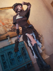 Steampunk Victoria White Chiffon Multilayer Vintage High Waist Long Skirt