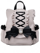 Jirai Kei Black&Pink Cat Ear Backpack With Beaded and Rhinestone Bow