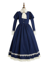 Long Version Dark Blue Elegant Juliette Sleeves Maid Lolita Dress