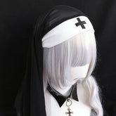 Black and White Nun Lolita Headscarf