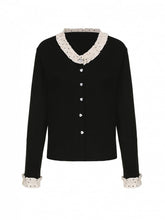 Plus Size Black Cardigan with Polka Dot Ruffle Trim & Heart Buttons
