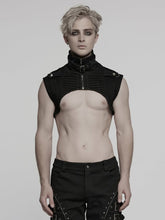 Black Men's Punk Denim Ultra Short Vest