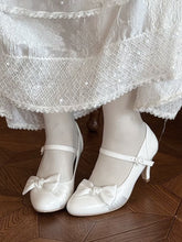 White Elegant Mary Janes for Lolita - PU Leather with Bow Details & Heart Closure