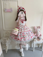 Cute Bunny and Puppy Print Blue Lolita Dress Sweet Jumper Skirt