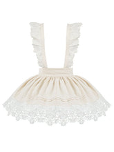 Beige Flower Lace Hemline Apron with Detachable Shoulder Straps