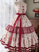 Strawberry Print Sweet Lolita Dress with Red Gingham and Ruffle Layers