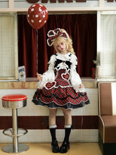 Red & Black Plaid Sweetheart Appliques Sweet Lolita JSK Dress with Scalloped Edge Trim