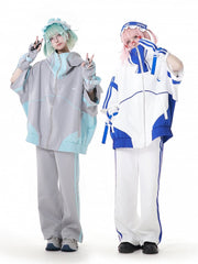 White and Blue Stripes Jirai Kei Sweatpants