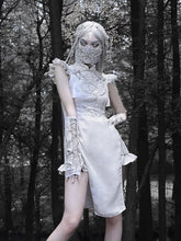 Silver Dragon Embroidery Cheongsam Style Goth Qipao Dress