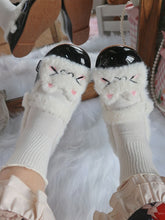 Sweet Lolita Winter Polished Black Flats – Plush Kitty & Snap Buttons