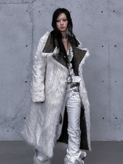 Reversible White and Green Wasteland Punk Coat - Front Button Placket & Button Cuffs