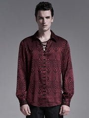 Red Men's Gothic Jacquard Shirt