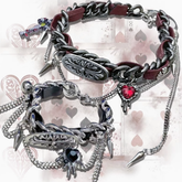 Y2K Red/Black Heart-shaped Rhinestone Decorated Choker/Bracelet
