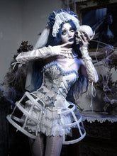 White Victorian Goth Lace Birdcage + Tiered Lace Shorts