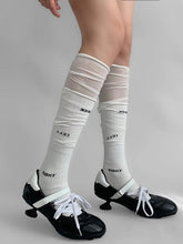 White/Black Letters Print Preppy Stockings