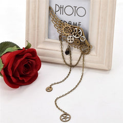 Steampunk Lolita Mechanical Gear Wing Chain Hairclip