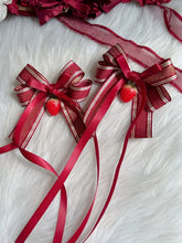 Red Long Ribbon Bow Strawberry Decorations Lolita Hairclip