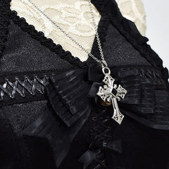 Punk Gothic Silver Cross Pendant Necklace