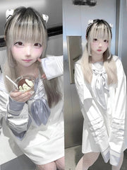 Landmine Style Sailor Collar Long Sleeve Top with Bunny & Scar Embroidery in 4 Colors