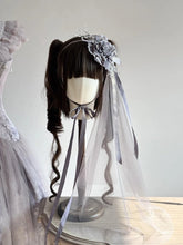 Wisteria Purple Classic Lolita Hairclip with Veil (Rose & Lace Details)