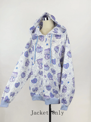Landmine Style Bear Ear Jacket / Hoodie with Guro Sweet Print Available in 3 Colors