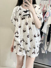 White Panda and Polka-dot Pattern Pajama Set