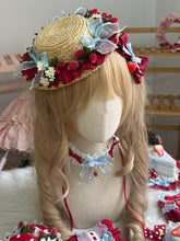 Red Strawberry Bow Lace Mini Straw Hat with Clips