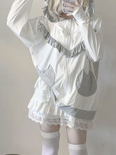 White & Gray Kitty Ear Sun Protection Hooded Jacket