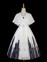 Church Print White Lolita Fashion Dress Gothic Lolita JSK + Shawl