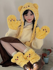 Yellow Cute Bear Plush Hat