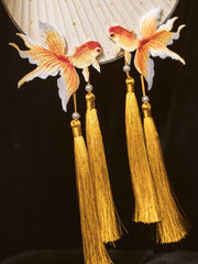 Yellow Koi Fish Fringe Hairclips