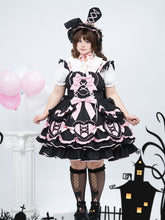 Plus Size Sweet Heart-Shaped Appliqué and Layered Skirt Black and Pink Lolita Dress