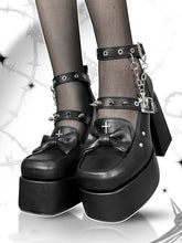 Spike Studs Matte Black Platform Block High Heels Punk Goth Shoes
