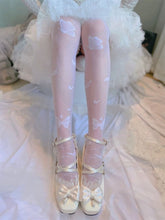 Butterfly Pattern Black/White Over Knee Stockings