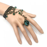 Handmade Victoria Vintage Lace Rose Finger Ring Bracelet