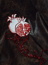 White / Red / Blue Pomegranate Embroidery Brooch
