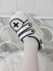 White Yami Kawaii Cross Design Platform Shoes