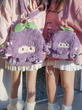 Purple Cute Lamb Plush Flap Backpack Bag Middle/Large Size