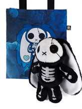 White & Black Guro Kawaii Skeleton Rabbit & Colorful Organ Plushies Set with A Canvas Bag