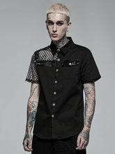 Black Men's Punk Asymmetric Stitching Shirt